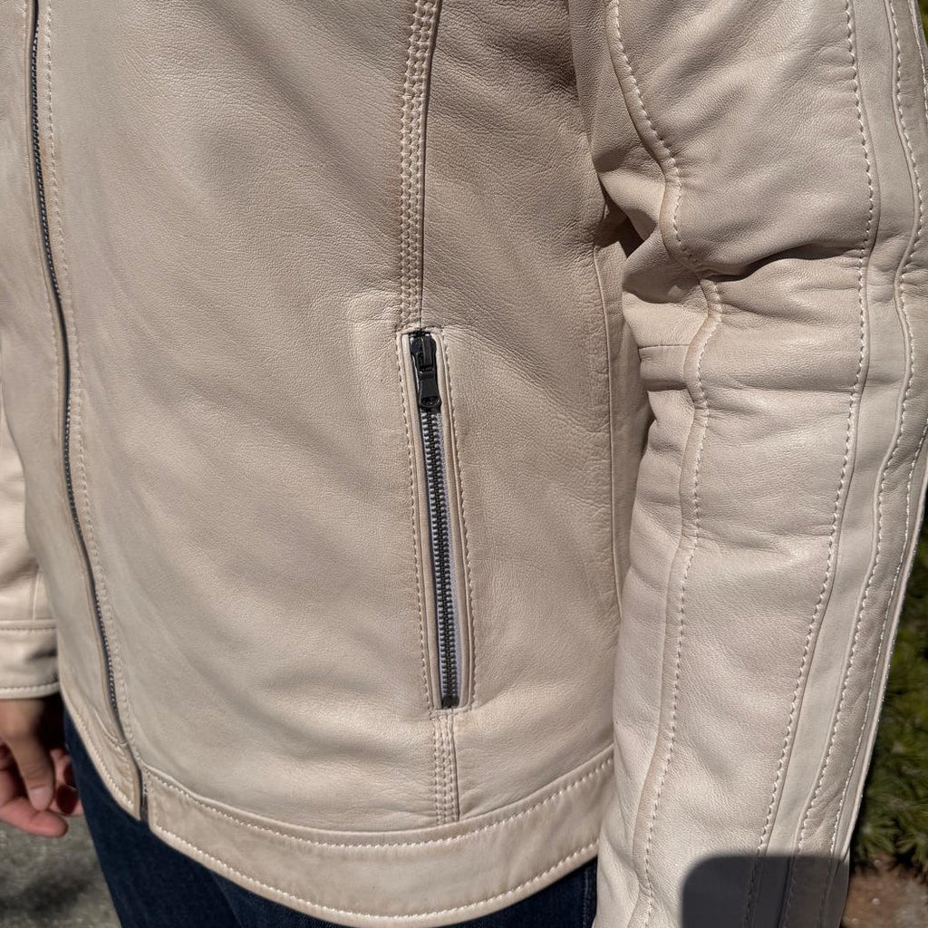Men’s Hooded Leather Jacket. Sheep Leather Jacket with Removable Hood