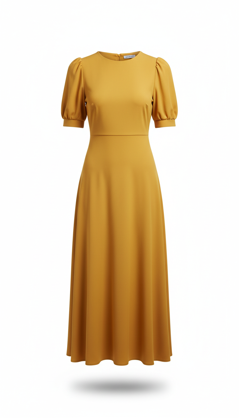Robe midi femme moutarde éclatante