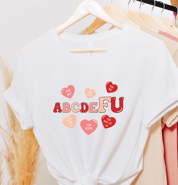 abcdeFU w/ 6 Red & Pink Hearts - Design 1