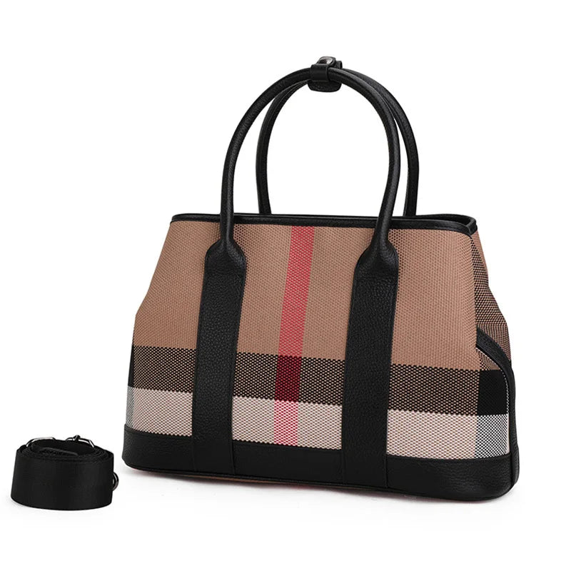 VM FASHION KISS Damentaschen aus weichem Leder + Canvas Luxuriöse Handtaschen 2025 Hochwertige große Designer-Tragetaschen