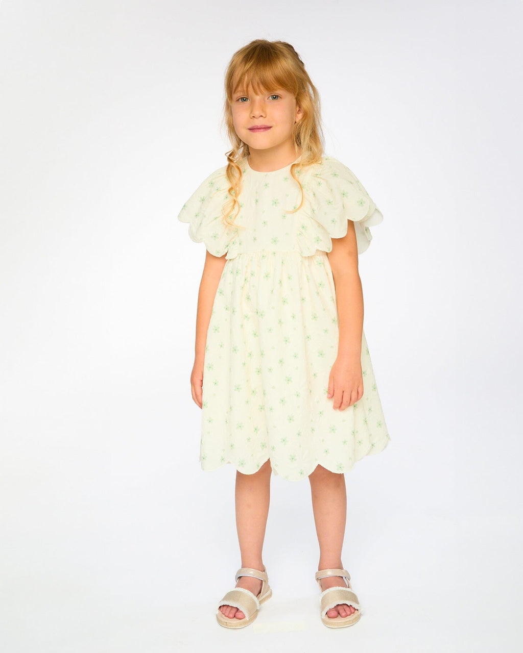Jacquard Dress White Printed Flowers