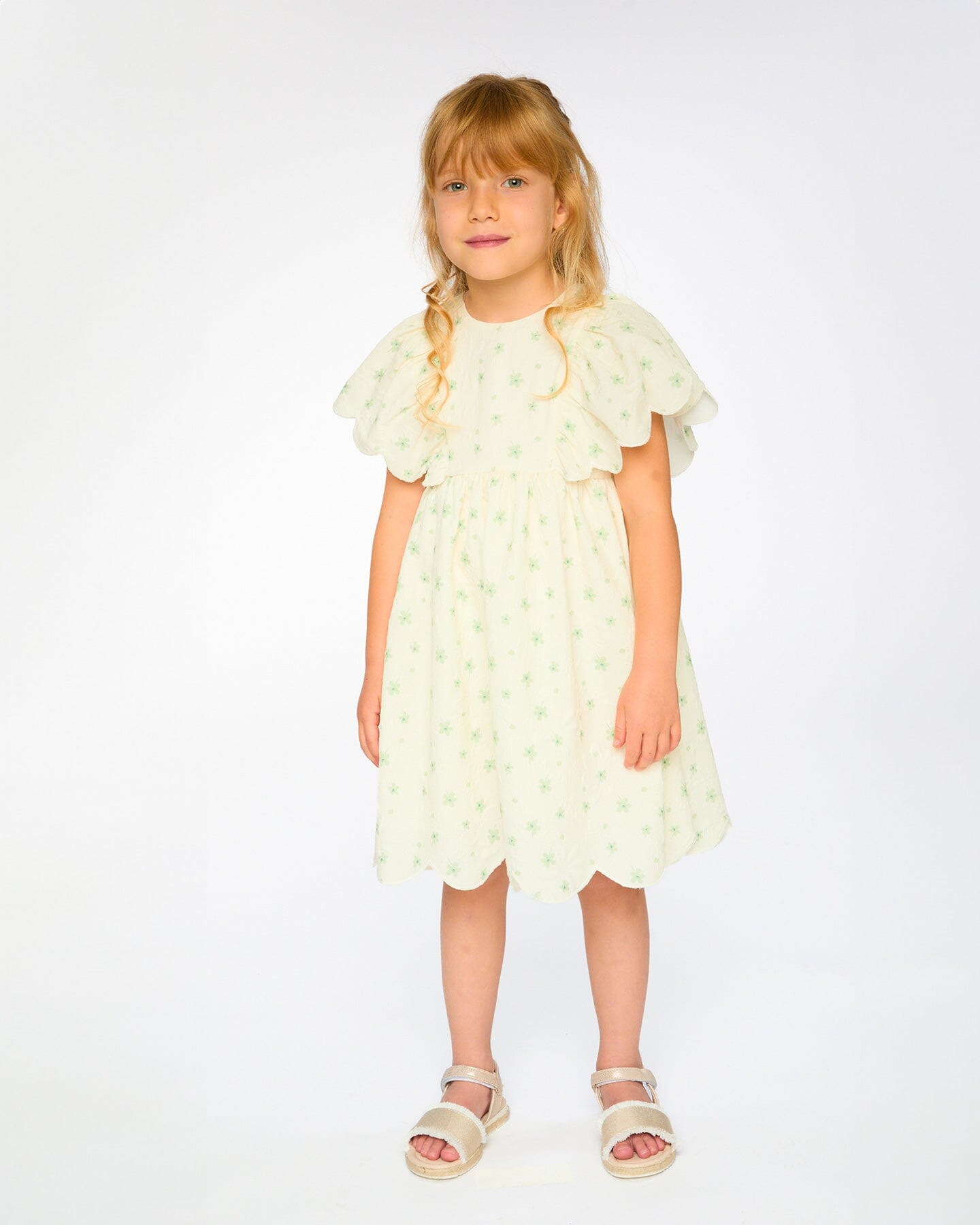 Jacquard Dress White Printed Flowers