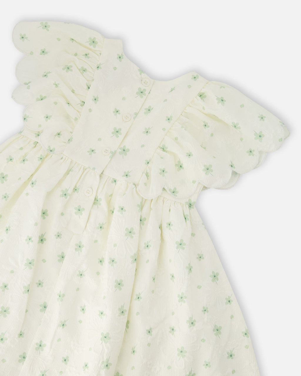 Jacquard Dress White Printed Flowers
