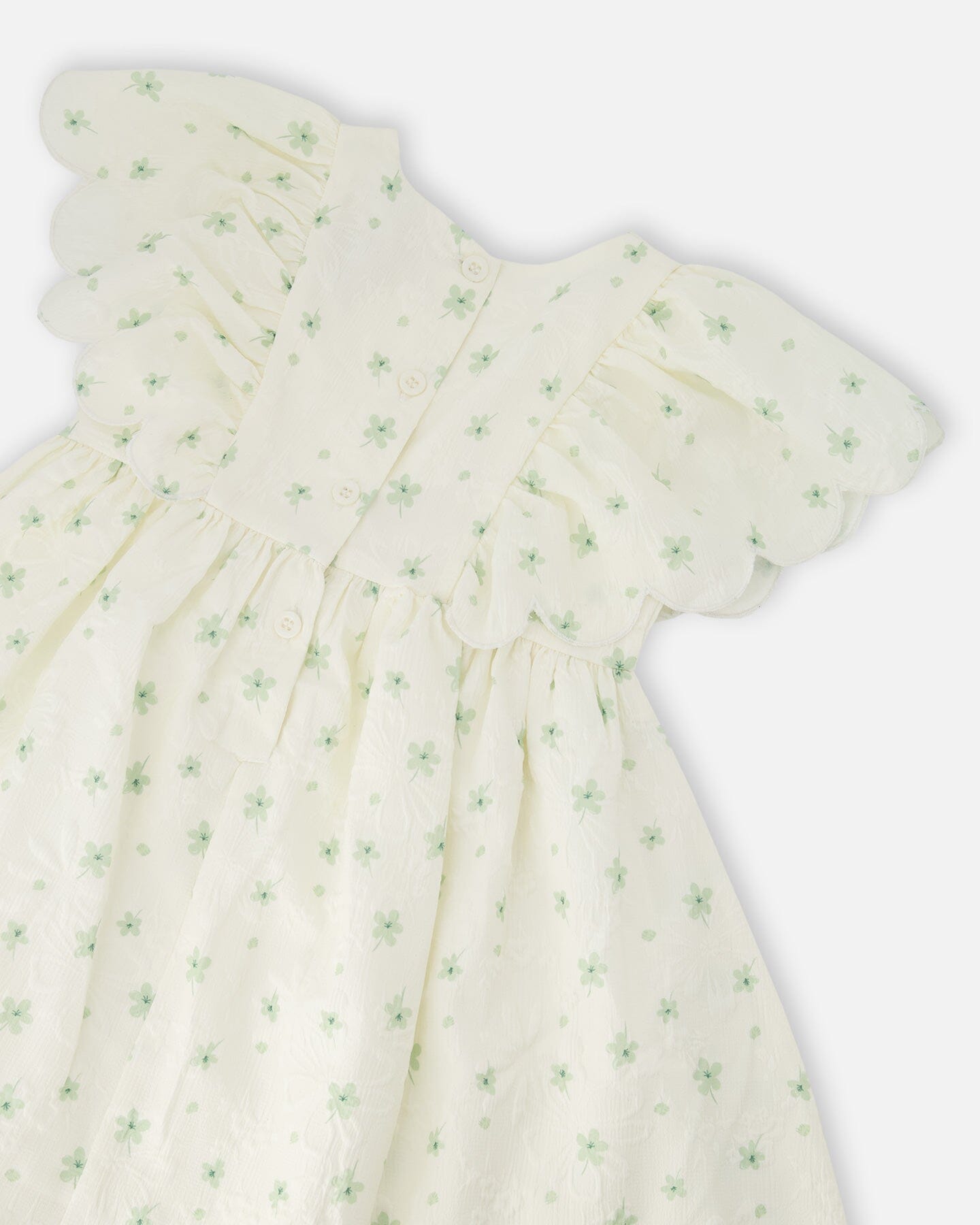 Jacquard Dress White Printed Flowers