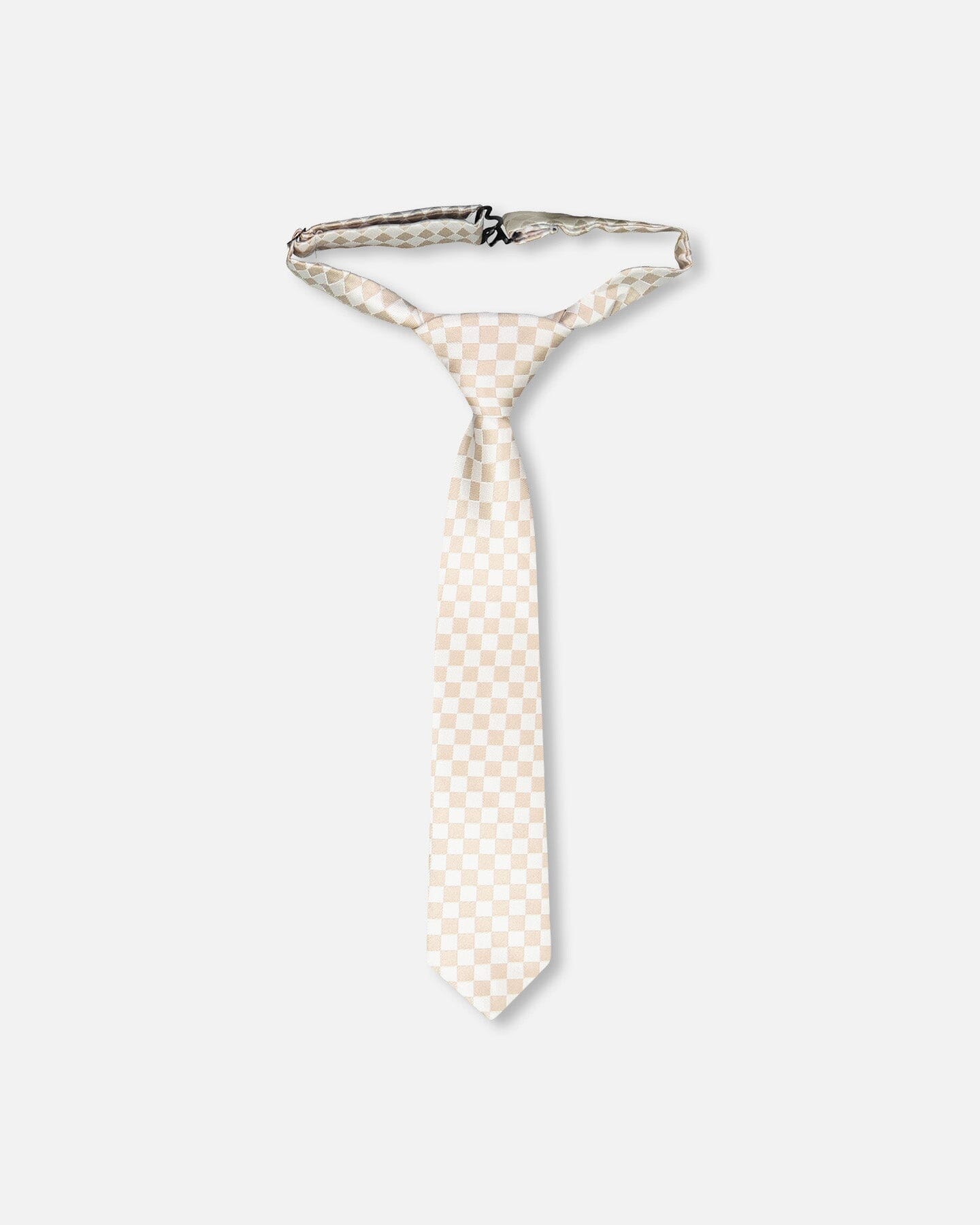 Neck Tie White And Sand Check