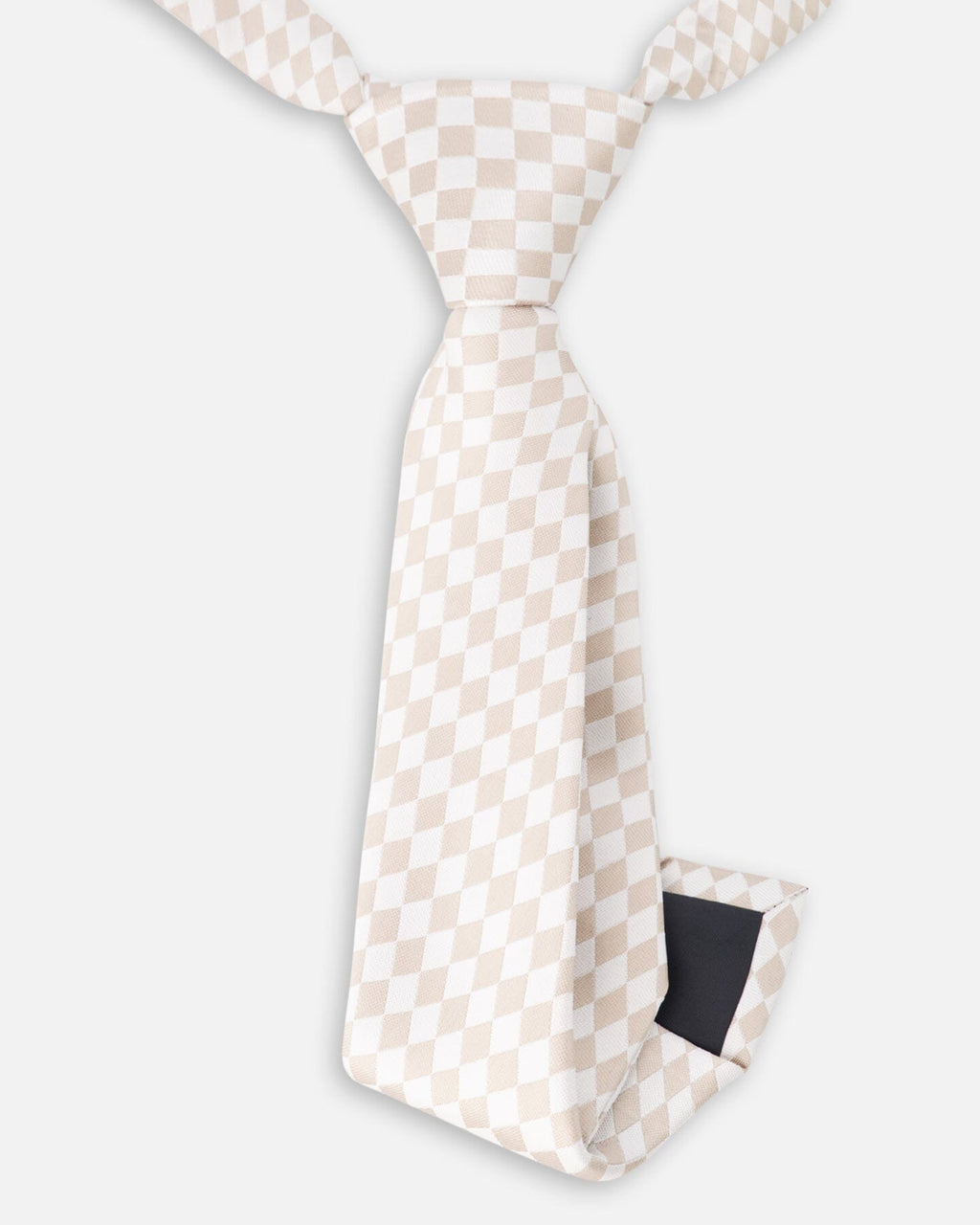 Neck Tie White And Sand Check