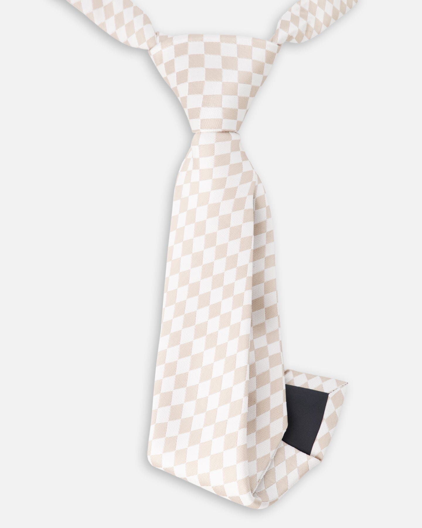 Neck Tie White And Sand Check