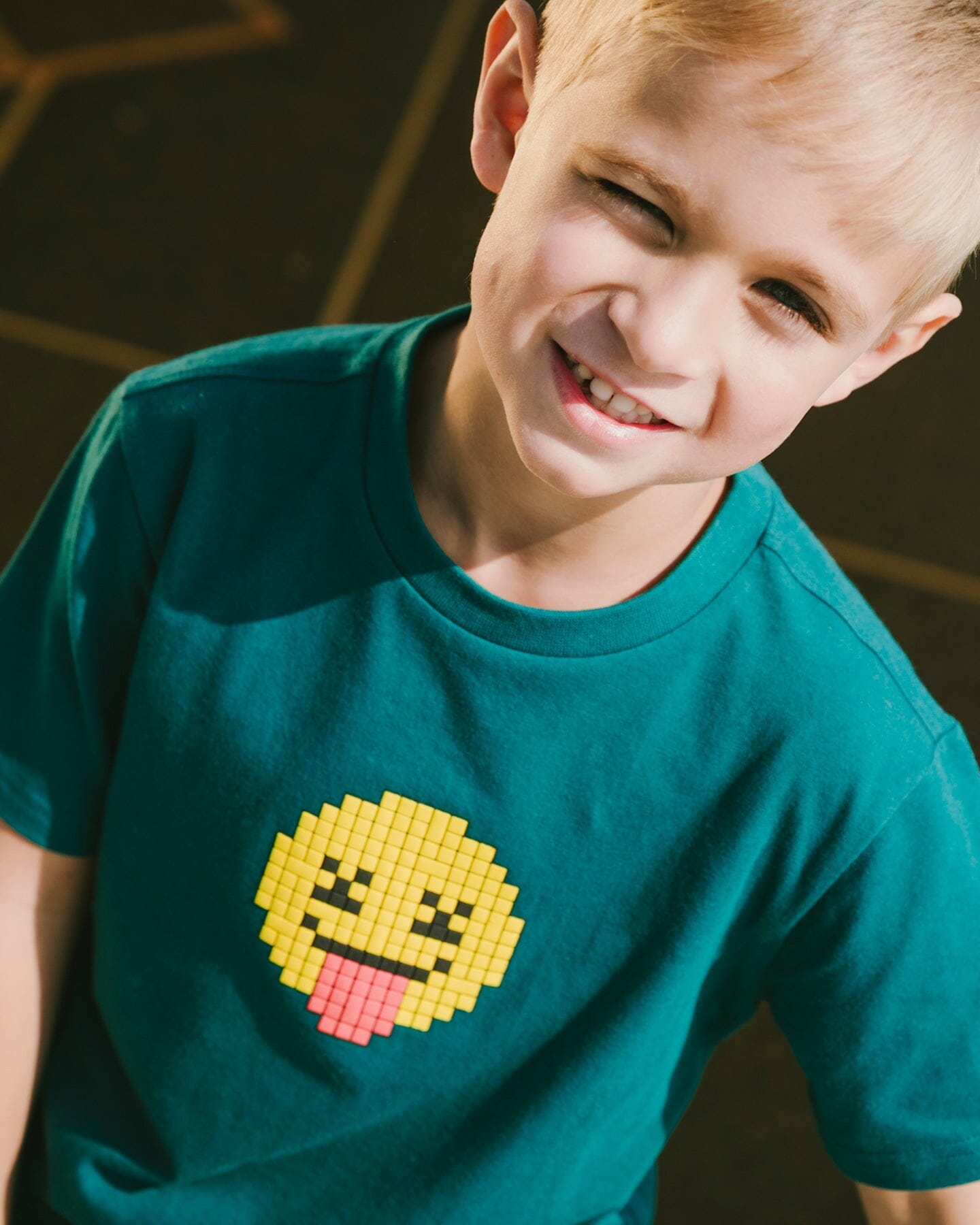 Organic Cotton Jersey T-Shirt With Print Dark Turquoise