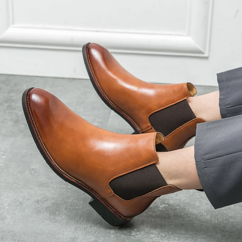 Latest Design High Ankle Fashion Boots Classy Brown Breathable Dress Shoes Other Men Boots
