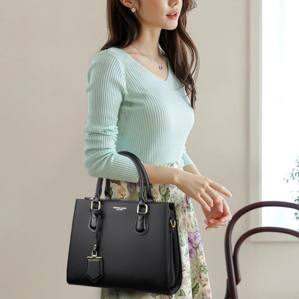 Luxuriöse Damenhandtaschen 3 Schichten Große Kapazität Damen Umhängetaschen Hochwertige PU-Leder Pendler Umhängetaschen Für Damen Sac