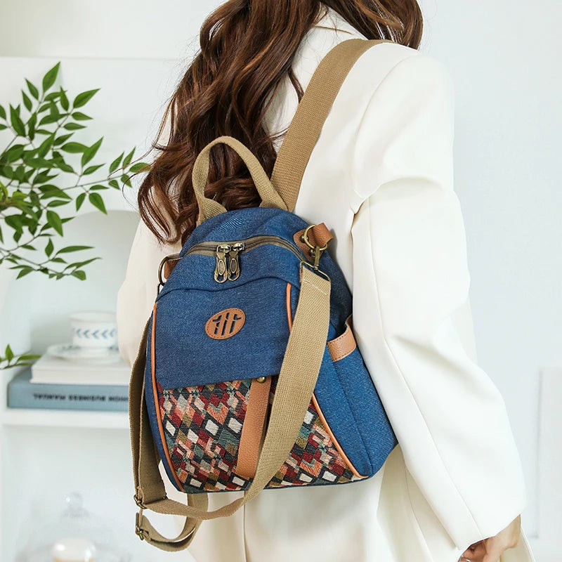 Damenhandtaschen 2026 Neue Umhängetasche aus Segeltuch für Damen Einzelne Schulter Kleine quadratische Tasche Trendige Mama-Tasche Ethno-Stil