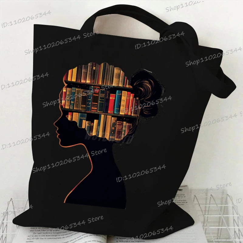Vintage Bookgirl Graphics Canvas Aufbewahrung Umhängetasche Teenager Lese-Liebhaber Tragetaschen Mode Bücherwurm Trend Lesen Damentaschen