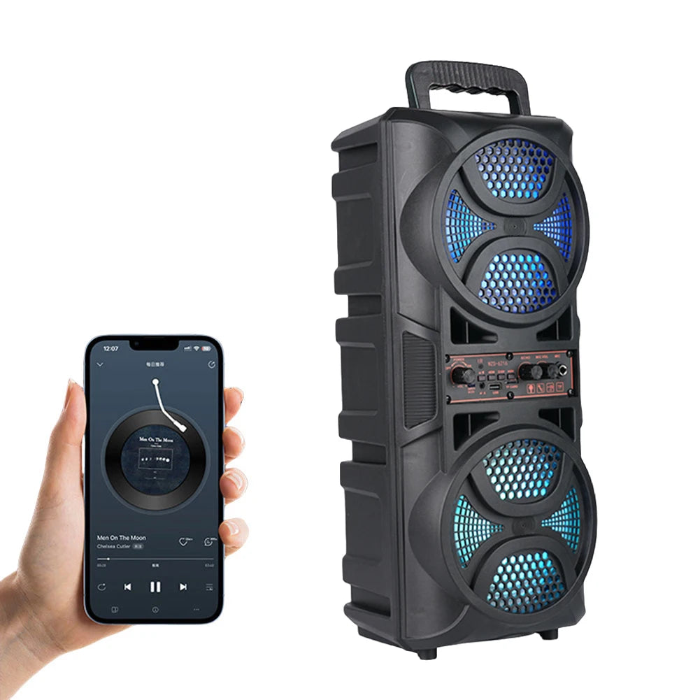 Portable Speaker Support USB/TF/AUX/FM/BT/MIC Rechargeable Wireless Stereo Speaker Outdoor BT Speaker Long Playtime for Party