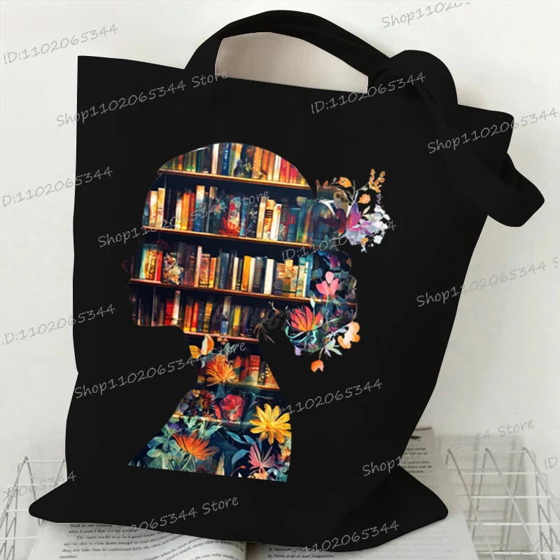 Vintage Bookgirl Graphics Canvas Aufbewahrung Umhängetasche Teenager Lese-Liebhaber Tragetaschen Mode Bücherwurm Trend Lesen Damentaschen