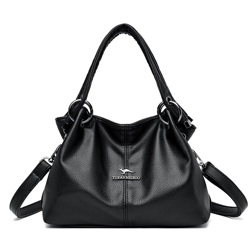 2022 Mode Hochwertige Einfarbige Leder Damen Handtaschen Große Kapazität Umhängetaschen Damen Casual Einfache Umhängetaschen
