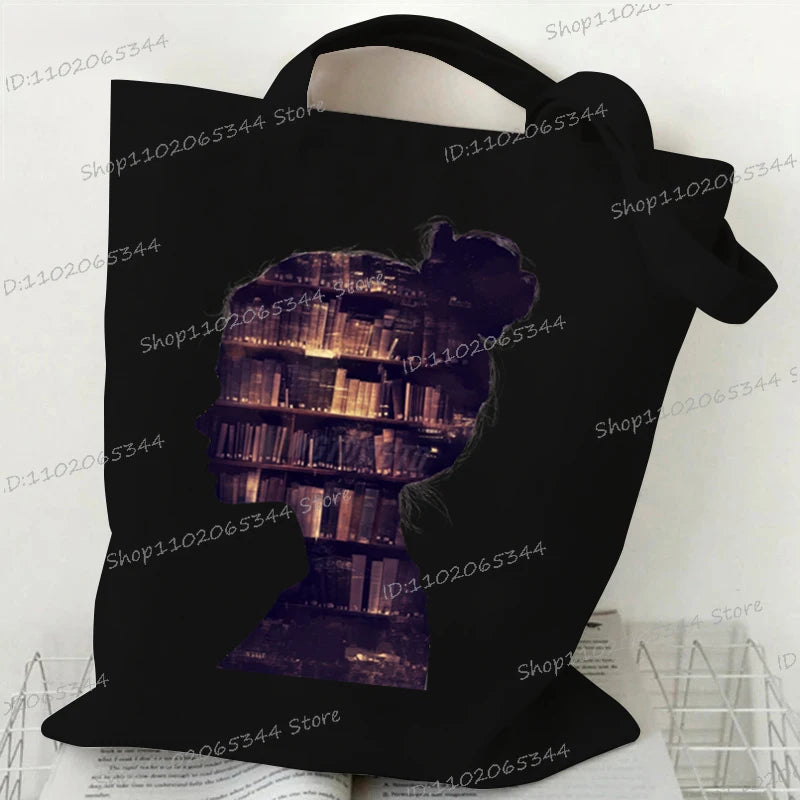 Vintage Bookgirl Graphics Canvas Aufbewahrung Umhängetasche Teenager Lese-Liebhaber Tragetaschen Mode Bücherwurm Trend Lesen Damentaschen