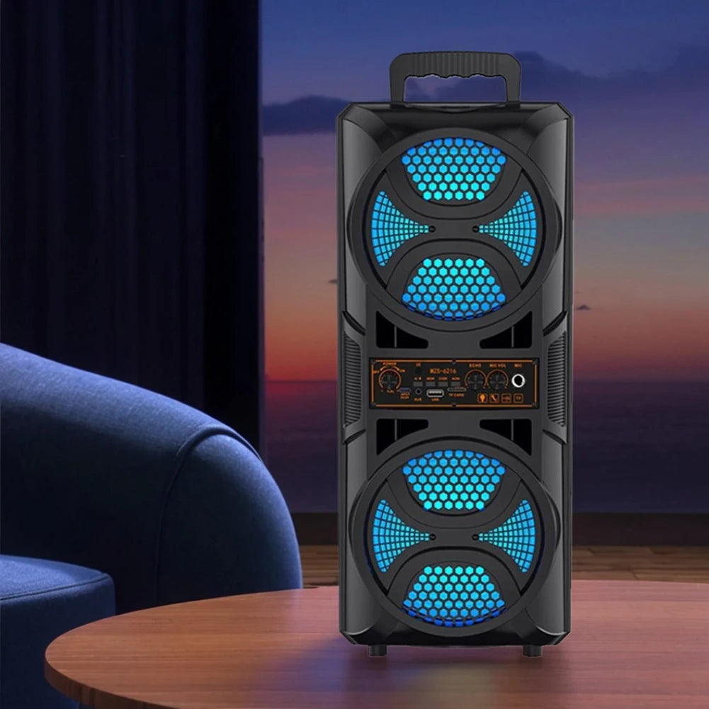 Portable Speaker Support USB/TF/AUX/FM/BT/MIC Rechargeable Wireless Stereo Speaker Outdoor BT Speaker Long Playtime for Party