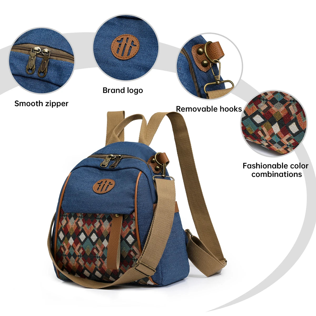 Damenhandtaschen 2026 Neue Umhängetasche aus Segeltuch für Damen Einzelne Schulter Kleine quadratische Tasche Trendige Mama-Tasche Ethno-Stil