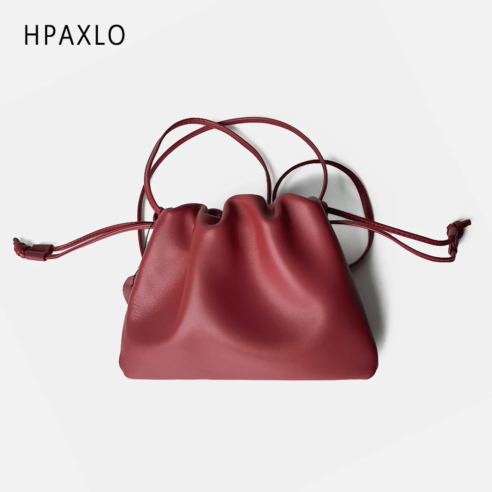 Einzigartiges Design Achseltasche Lammleder Wolken Kordelzug Schulter Crossbody Frauen Mini Handtasche Geldbörse Damentaschen Trend Neu In