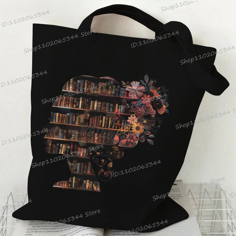 Vintage Bookgirl Graphics Canvas Aufbewahrung Umhängetasche Teenager Lese-Liebhaber Tragetaschen Mode Bücherwurm Trend Lesen Damentaschen