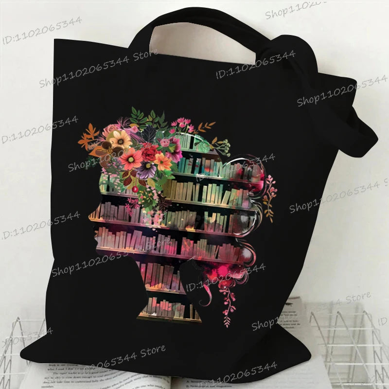 Vintage Bookgirl Graphics Canvas Aufbewahrung Umhängetasche Teenager Lese-Liebhaber Tragetaschen Mode Bücherwurm Trend Lesen Damentaschen