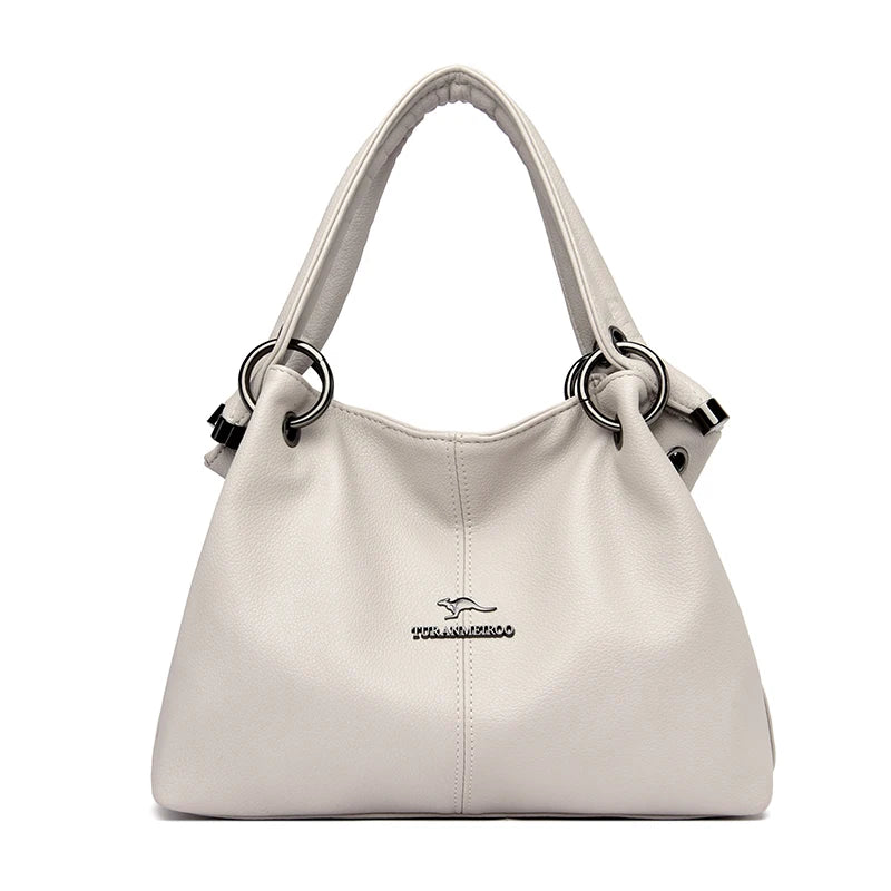 2022 Mode Hochwertige Einfarbige Leder Damen Handtaschen Große Kapazität Umhängetaschen Damen Casual Einfache Umhängetaschen