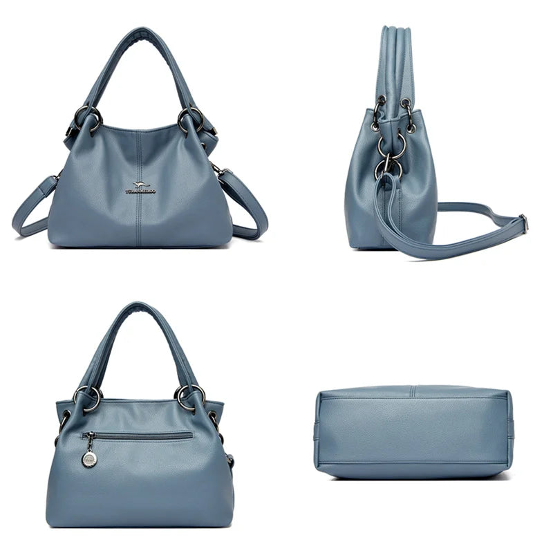 2022 Mode Hochwertige Einfarbige Leder Damen Handtaschen Große Kapazität Umhängetaschen Damen Casual Einfache Umhängetaschen