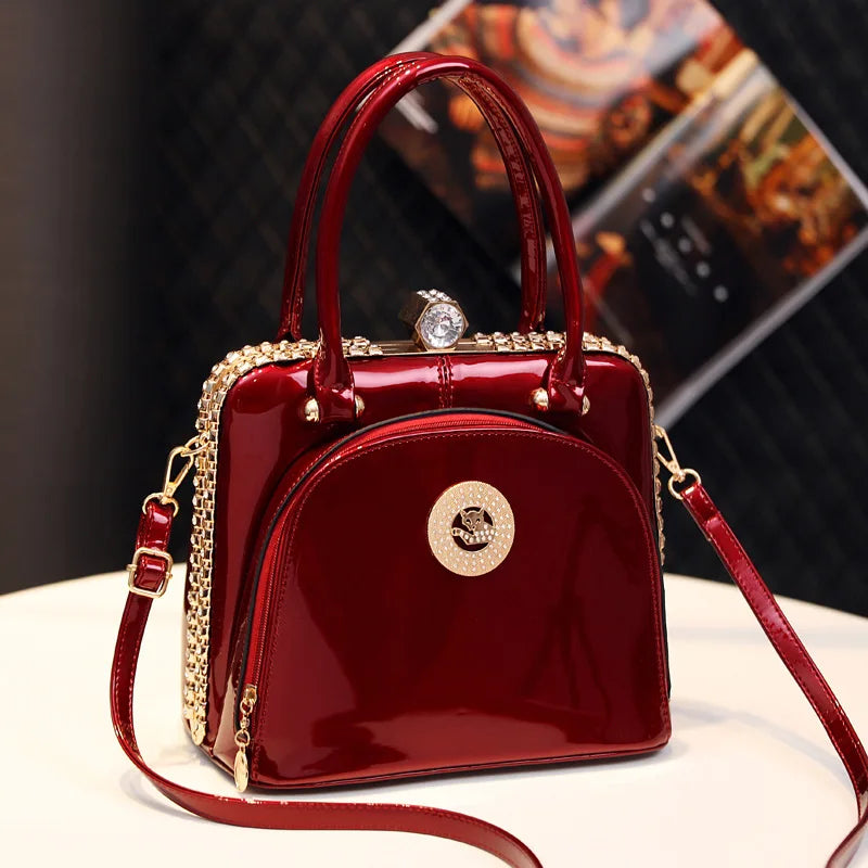 Fashion Diamonds Damenhandtaschen Weibliche Echtes Leder Kleine Kristall Kosmetik Abendtasche Tragbare Schulter Umhängetaschen