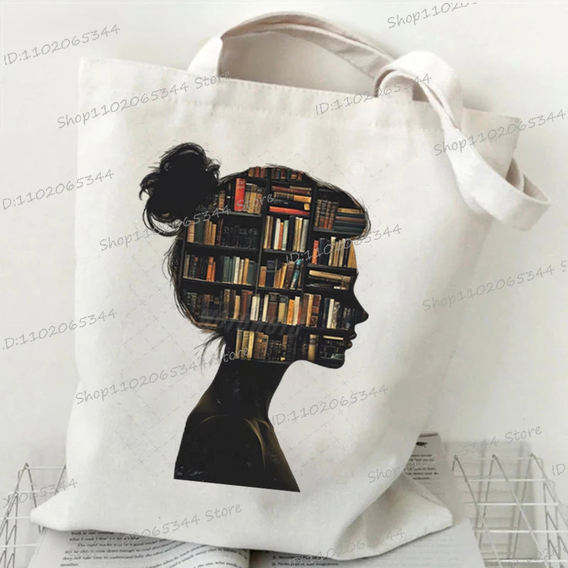 Vintage Bookgirl Graphics Canvas Aufbewahrung Umhängetasche Teenager Lese-Liebhaber Tragetaschen Mode Bücherwurm Trend Lesen Damentaschen