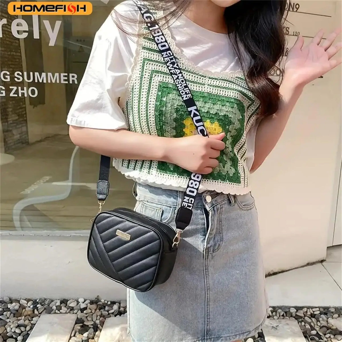 HOMEFISH Hochwertige PU Umhängetaschen für Frauen Handtasche Einfache Umhängetasche Lässige Kuriertasche Coole Umhängetaschen Handytasche
