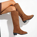 Women's Tassel Thigh High Boots – Suede Pointed Toe Fashion Boots
