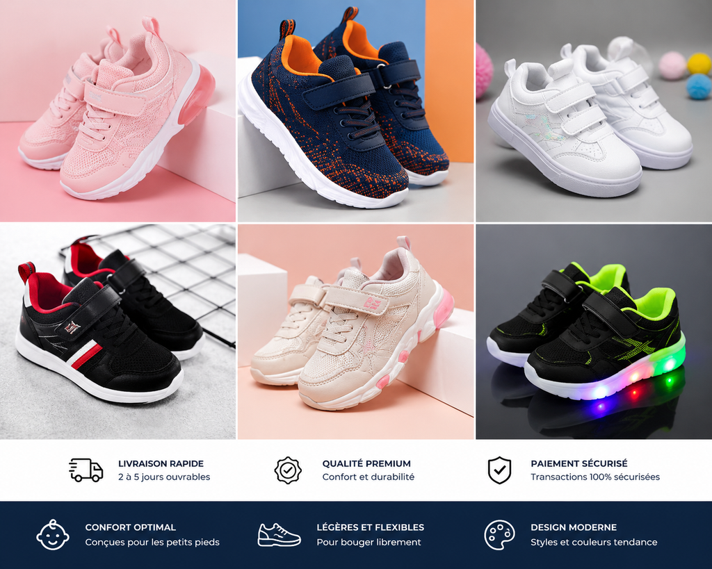 Chaussures Enfant Confort Premium – Légères, Antidérapantes et Élégantes