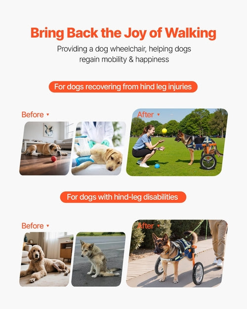 Dog Wheelchair for Back Legs, Lightweight 2 Wheels Pet Wheelchair,