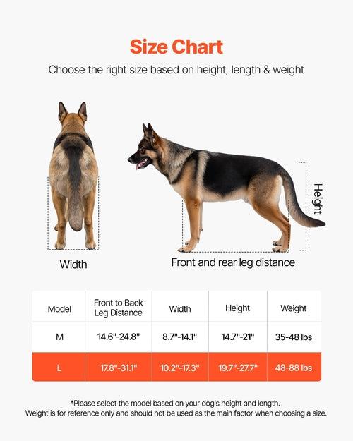 Dog Wheelchair for Back Legs, Lightweight 2 Wheels Pet Wheelchair,