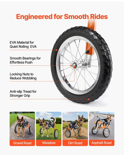 Dog Wheelchair for Back Legs, Lightweight 2 Wheels Pet Wheelchair,