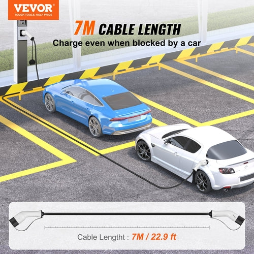 Type 2 to Type 2 EV Charging Cable, 32Amp, 22kW 7 Meters Three Phase