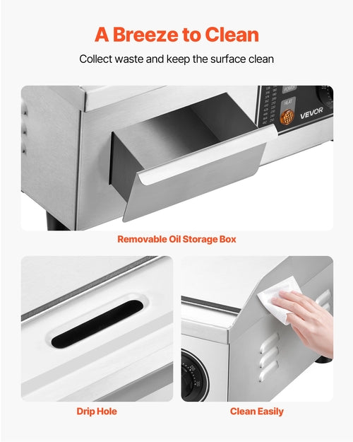 Commercial Electric Griddle, 355 x 300 mm, 2000W, 50-300°C Adjustable