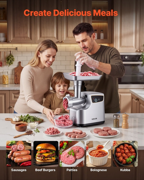 Electric Meat Grinder, 2.3 kg/Min Capacity, #8 Meat Mincer with 3