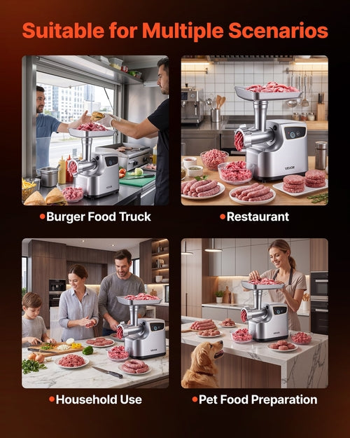 Electric Meat Grinder, 2.3 kg/Min Capacity, #8 Meat Mincer with 3