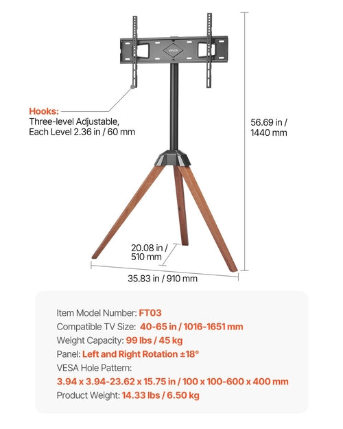Tripod Easel TV Stand, for 40-65 inch Flat Screen/Curved TVs Up to 99