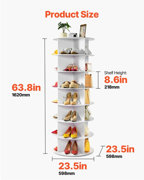 7 Tiers Rotating Shoe Rack Tower, 360° Spinning Shoe Rack, Revolving